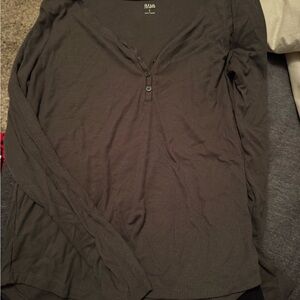 a.n.a Olive Ribbed Henley Long Sleeve Shirt